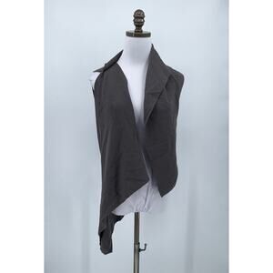 Crea Concept Womens Gray Wool Blend Stretch Draped Open Asymmetric Vest Sz 44
